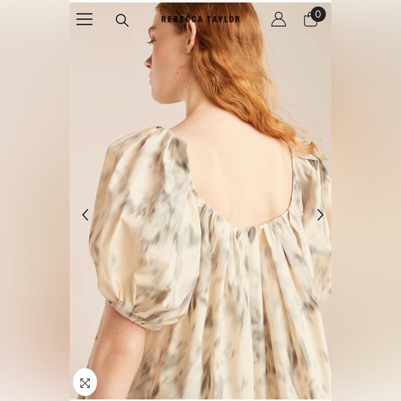 REBECCA TAYLOR Whisper Rose Tulip Puff Sleeve Top Size 10 - Picture 3 of 16